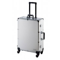 BRIEFCASE TROLLEY WITH MAKEUP VANITY SILVER